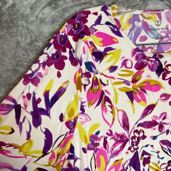Lands End Women Floral Sun Shade UPF 50 Long Sleeve Relaxed Rash Guard Top M - Picture 3 of 11